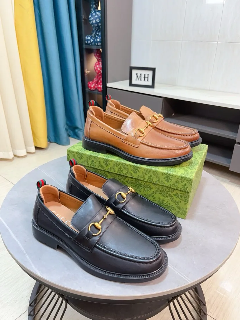 Men's shoes 💰500🌹🌹[GUCCI Gucci] A new style of formal men's leather shoes is coming ~ The original quality upper is made of Italian cowhide➕The leather is soft and delicate, comfortable and soft. The top layer of genuine leather, rubber wear-resistant outsole, the shoe shape is dignified and domineering, and the luxury charm is not concealed! The natural and free nouveau riche leads the trend. Code number: 38-44